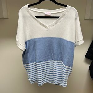 Pink Lily White and Blue Relaxed Short Sleeve T-Shirt